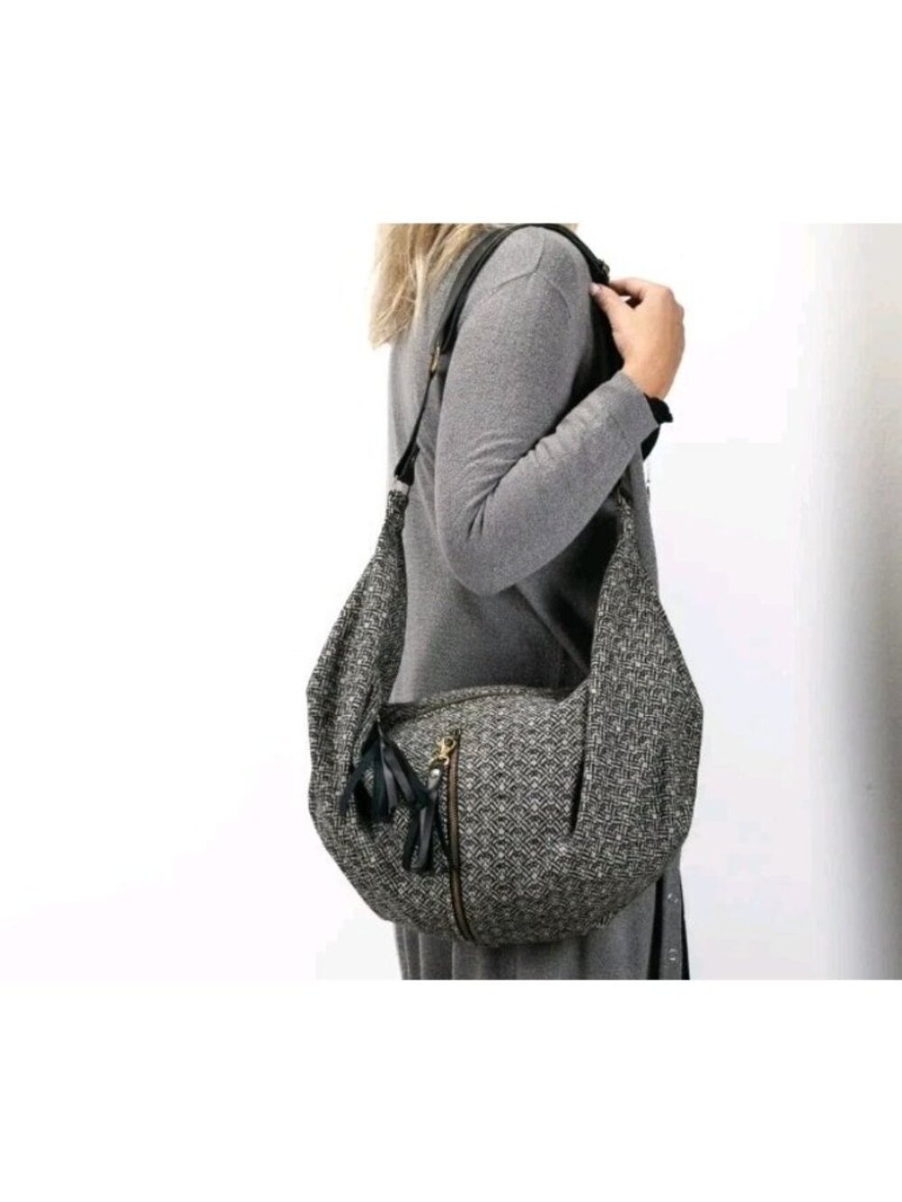 Milloo Kallia Cross Bag Leather Patterned Wool